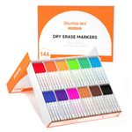 Shuttle Art Dry Erase Markers, 12 Colors 144 Bulk Pack Whiteboard Markers, Fine Point Dry Erase Markers Perfect for Writing on Dry Erase Whiteboard Mirror Glass for School Office Home