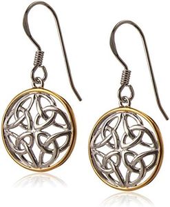 Amazon Essentials 18k Yellow Gold Plated Sterling Silver Two Tone Celtic Knot Round Drop Earrings ,(previously Amazon Collection)