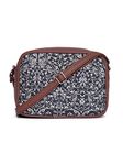 ZOUK Handmade Vegan Leather Lattice Lace Print Women's Sling Bags With Adjustable Shoulder Strap