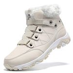 ASHION Women's Snow Boots Waterproof Winter Boots Non Slip Durable Warm Booties Comfortable Outdoor Shoes, Arctic Beige, 7.5