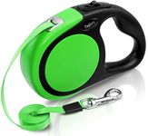 Taglory Retractable Dog Lead 5 m, Extendable Leash No-Tangle Heavy Duty Dogs Nylon Tape, Suitable for Small and Medium Dogs Up to 20 kg, Green