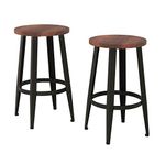 Lavish Home 80-FSTL-7 Counter Height Stools-Backless Kitchen or Dining Room Metal Base, Wood Seat- Modern Farmhouse Accent Furniture (Set of 2)