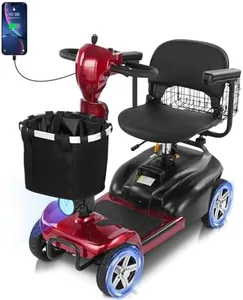 15/30 Miles 4 Wheels Mobility Scooter for Seniors/Adults Up to 300LBS,350W Electric Wheelchair Detachable Battery,Dual Baskets,Rotating Seat,USB Charging Red 15AH