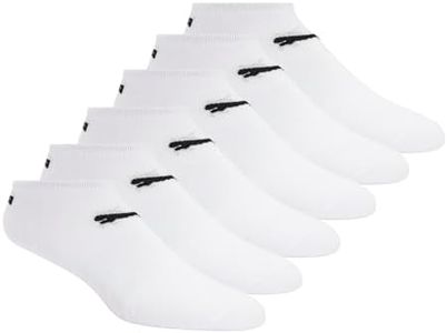 Puma Women's Non Terry No Show Low Cut Athletic Sport Sock 6-Pack,White w/Black,9-11