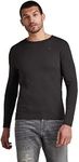 G-Star RAW Men's Base Layer Crew Neck Long Sleeve T-Shirt, Black, Large