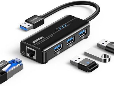 UGREEN USB 3.0 Hub Ethernet Adapter 10 100 1000 Gigabit Network Converter with 3 USB 3.0 Ports Hub Compatible with Laptop PC Nintendo Switch MacBook Mac Mini Surface XPS Windows Linux macOS, and More