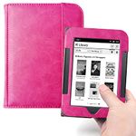 Kuesn Barnes & Noble Nook Simple Touch eBook Reader Case, Flip Leather Cover for 6 Inch Nook Model BNRV300 BNRV350 BNRV500 Heavy Duty Protection Case (Pink)