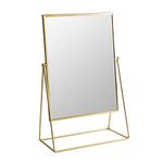 Harbour Housewares Dressing Table Vanity Mirror - Free Standing Tabletop Makeup Cosmetic Mirror - 32cm - Gold