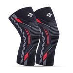 Nivia Knitted Knee Support, for Men, for Gym, Knee Sleeves, Knee Braces Pair for Sports & Workout, Knee Cap, Knee Compression Knee Supporter for Exercise, Running, Cycling (Black/Red) (L)
