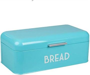 Home Basics Retro Bread Box for Kitchen Countertop, Metal, (Turquoise) by, Vented with Hinge Top Large Bread Box Keeps Loaves, Bagels, Croissants Fresh