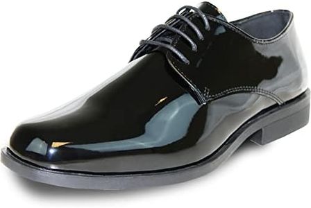VANGELO Men Formal Tuxedo Dress Shoe for Wedding and Prom Tux-1 Black Patent - Wide Width Available