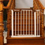 Safe-O-Kid® Adjustable 1-Year Warranty Baby Safety Gate (75-95 cm) Durable Metal Child Gate for Kids, Dog Gate, Baby Gate with 2-Way Auto-Close, Secret Lock, No Drill Required