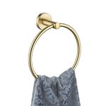 JQK Gold Towel Ring, 304 Stainless Steel Hand Towel Holder for Bathroom, Brushed Gold Wall Mount, TR130-BG