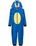 SONIC THE HEDGEHOG Onesie For Boys & Girls | Kids Blue Soft All In One Pjs With Sonic Face Hood & 3D Ears | Childrens Gamer Gift 6-7 Years