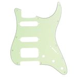 Musiclily Pro 11-Hole Round Corner HSS Guitar Strat Pickguard for USA/Mexican Stratocaster Open Pickup, 3Ply Mint Green