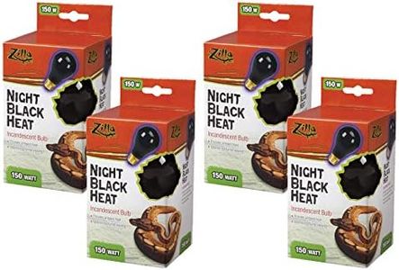 Zilla 4 Pack of Night Black Heat Incandescent Bulbs, 150 Watts, Reptile Heat Lamp Bulbs