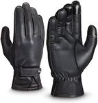 KEMIMOTO Winter Genuine Leather Gloves Cashmere Lined Gloves for Men Women Touchscreen Texting Riding Driving Motorcycle Black Glove Short Wrist