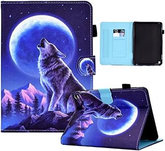 Case for Kindle Fire HD 10/Fire HD 10 Plus Tablet 10.1 inch (11th Generation, 2021 Released) Slim PU Leather Cover with Auto Sleep Wake-Wolf