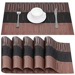 Belle Vous 6 Pack of Copper & Black Placemats - PVC Non-Slip, Tear-Resistant & Washable Place Mats - Easy To Clean, Heat Resistant & Waterproof Table Mats for Kitchen, Dining Table, Restaurant & Hotel