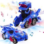 Refasy Robot Cars for Boys 3+ Year Old,Automatic Transforming Car Dinosaur Toys Deformation Car Ideal Xmas Birthdays Gifts for Kids Age 5-7 Transforming Robot Vehicle Car Boys Toys Blue