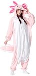 Supodon Adult Onesie Animal Costume Pajamas Unisex Cosplay Sleepwear Halloween Jumpsuit for Men Women,pink