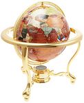 Unique Art 220-GT-AMBER-GOLD 13-Inch Tall Table Top Amberllite Pearl Gold Stand Gemstone World Globe with Gold Tripod Stand