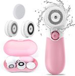 TOUCHBeauty Facial Cleansing Brush Electric Facial Exfoliating Massage Brush with 3 Cleanser Heads and 2 Speeds Adjustable for Deep Cleaning, Removing Blackhead, Face Massaging, Pink