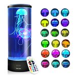 Brewish Jellyfish Lamp, Nightly Super Large Lifelike Desk Mood Jellyfish Aquarium,Electric Jellyfish Lava Lamp with 18 Color Changing Remote Control for Home Decor & Gifts for Men Women and Kids