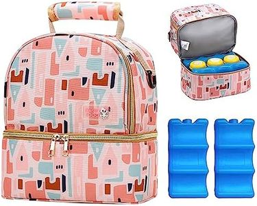 Zibuyu Nylon Breastmilk Storage Modern Bag With Ice Pack,Double Layer Breastmilk Warmer Insulated Bag With Strap,Fits 6 Ounces Bottles,Waterproof Breast Mommy Diaper Backpack Bento Box Backpack,Pink
