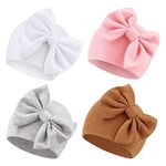 DRESHOW Newborn Baby Hats Hospital Hat Nursery Beanie Infant Bow Hats for 0-6 Months