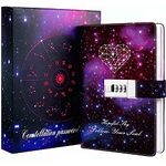 Dzhzal Diary with Lock, Starry Sky Journal for Boys Girls Women Lockable Leather Constellation Diary with Gifts Box, Personal Secret Locking Refillable A5 Notebooks 8.5 X 5.9"