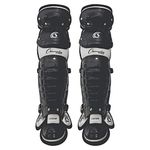 Champion Sports Baseball Catcher Leg Guards: Double Knee Shinguard with Wings for Baseball and Softball - Pair of 13" Shin Pads for Youth - Black & Gray