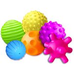 ROHSCE Baby Textured Multi Ball Set, 6pcs Colorful & Bright Child Touch Hand Ball Toy Infant Sensory Balls Massage Soft Ball, 6-12 Months Baby Learning Grasping Soft Sensory Toys for Kids Gift