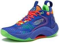 AND1 Scope Girls & Boys Basketball Shoes Kids, Boys High Top Sneakers, Youth Size 1 to 7 Kids Basketball Shoes, Navy Blue/Multicolor/Light Green, 3 Little Kid