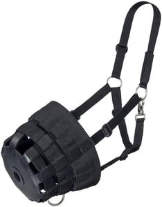 Tough1 Poly/Nylon Grazing Muzzle with Halter - Black - Large Horse