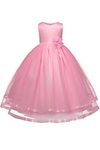 YMING Girl's Dress Flower Dress Bridesmaid Dress Party Christening Princess Dresses,Pk, 6-7 Years Pink