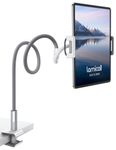 Lamicall Gooseneck Tablet Holder, Tablet Stand : Flexible Arm Clip Tablet Mount Compatible with iPad Mini Pro Air, Kindle, Switch, Galaxy Tabs, More 4.7-10.5" Devices - Gray