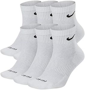 Nike Everyday Plus Cotton Cushioned Dri-Fit Ankle Socks (6 Pair) (White/Black, Medium)