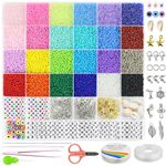 Redtwo 17000 Pcs 2mm Glass Seed Beads for Jewelry Making Kit, Small Beads Friendship Bracelets Making Kits, Tiny Waist Beads Kit with Letter Beads, DIY Art Craft Girls Gifts