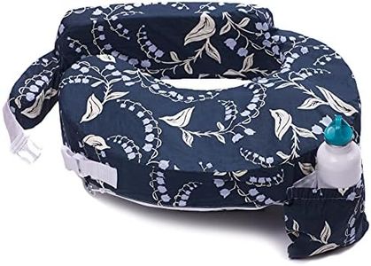 My Brest Friend Original Nursing Pillow Enhanced Ergonomics Essential Breastfeeding Pillow Support For Mom & Baby W/ Convenient Side Pocket, Double Straps & Slipcover, Navy Bluebells