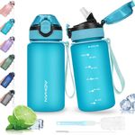 AOHAN 600ML Water Bottle with Leak Proof Flip Top Lid, BPA Free Sport Drinking Bottle with Straw, Dishwasher Safe Water Bottle Non-Toxic Water Jug with Carrying Strap