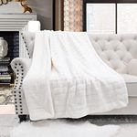 Home Soft Things Super Mink Faux Fur Throw, 50'' x 60'', Bright White, Luxurious Fluffy Cozy Elegant Throw with Sherpa Backing Fuzzy Throw for Couch Living Room Bedroom Home Décor