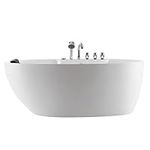 Empava 71" Freestanding Whirlpool Bathtub with Hydromassage Adjustable Water Jets Luxury Acrylic Massage SPA Soaking Bath Tub in White Single Ended