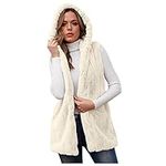 Women's Long Faux Fur Vest Winter Warm Sleeveless Fluffy Cardigan 2023 Trendy Plus Size Casual Soft Fuzzy Coats Outwear, E# White, XX-Large