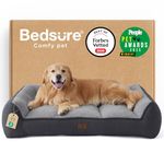Bedsure Orthopedic Dog Beds Large - 122x89cm Extra Thick Supportive Dogs Couch with Waterproof Washable Cover, XL Plus Extra Large Pet Bed Sofa with Soft Plush Sherpa and Nonskid Bottom, Dark Grey
