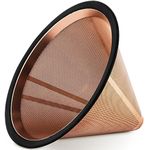 Wedrink Pour Over Coffee Filter Reusable and Permanent V60 Coffee Cone Dripper Mesh Coffee Filter Paperless Stainless Steel Coffee Maker (Rose Gold)