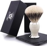 100% Badger Hair Shaving Brush with Ivory & Metal Colour Base for Men's. Suits All Skin Types.