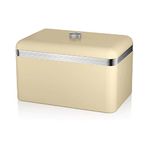 Swan SWKA1010CN Retro Bread Bin, Metal, 18 Litre, Cream