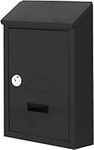 ACL Black Post Box - Home Security - Weatherproof And Durable - Wall Mounted Mailbox - Stylish Design Lockable Aluminium Construction - Ideal for Securing Letter and Parcels