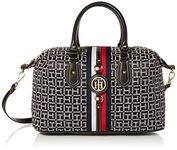 Tommy Hilfiger Women's Jaden Satchel Crossbody Bag, Black/White, One Size